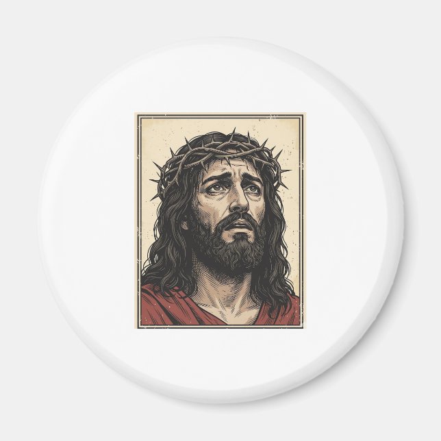 Imán Arte vectorial de retrato religioso de corona de e (Frente)