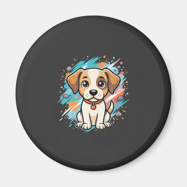 Imán Arte vectorial de salpicaduras de pintura de perro (Frente)
