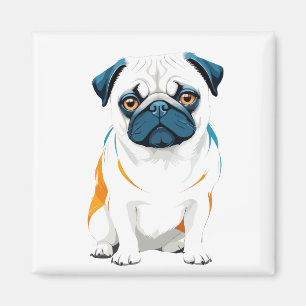 Imán Arte vectorial Pug con colores vibrantes