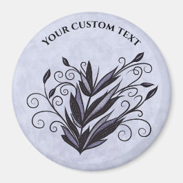 Imán Arte vegetal gótico - Swirl floral negro y púrpura