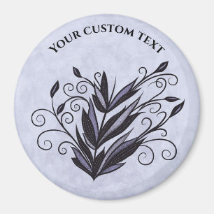 Imán Arte vegetal gótico - Swirl floral negro y púrpura