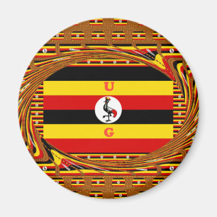 Imán Arte vibrante inspirado en la bandera de Uganda