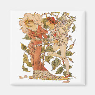 Imán Arte Victoriano Antiguo, Rosa por Walter Crane