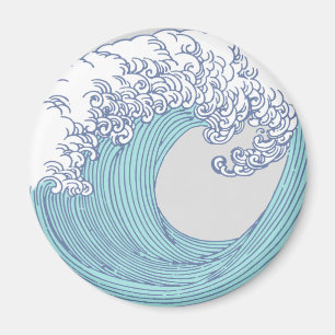 Imán Arte vintage de olas de surf Ukiyo-e japonés Costa