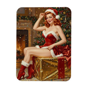 Imán Arte vintage de Santa Pin up