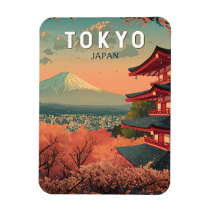 Imán Arte Vintage de Viajes a Tokio Japón