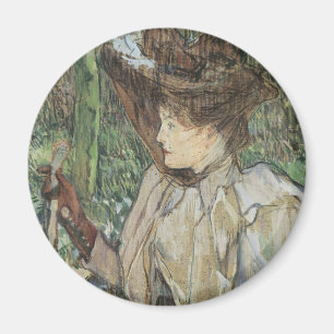 Imán Arte vintage, mujer con guantes de Toulouse Lautre