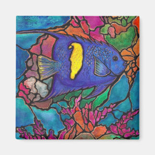 Imán Arte "vitral " del arrecife de coral del Angelfish