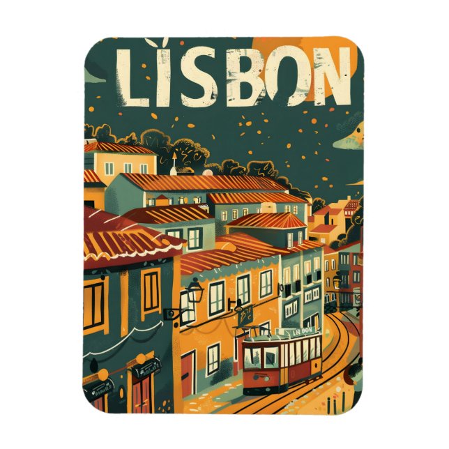 Imán Arte y Viajes Vintage de Lisboa (Vertical)