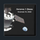 Imán Artemis Orion Spacecraft Blue Marble Button<br><div class="desc">This beautiful picture of the Earth from space was taken from the NASA Orion spacecraft heading for lunar orbit after a successful launch upon the Space Launch System on November 16, 2022 in support of the Artemis 1 Moon mission. It is reminiscent of the “blue marble” image of Earth taken...</div>