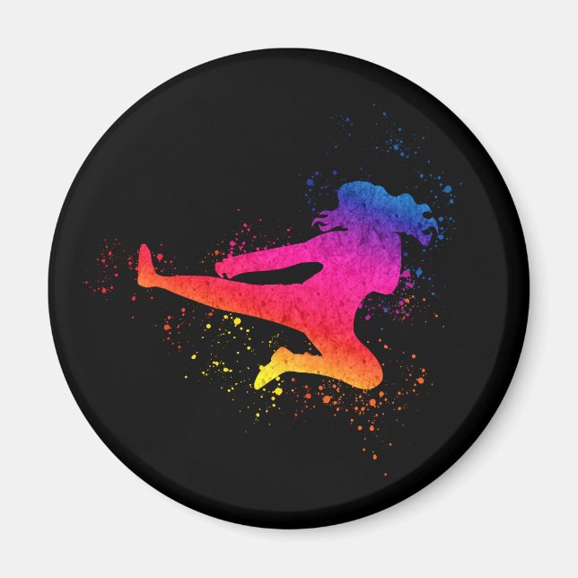 Imán Artes marciales femeninas, alta patada, pinta (Frente)