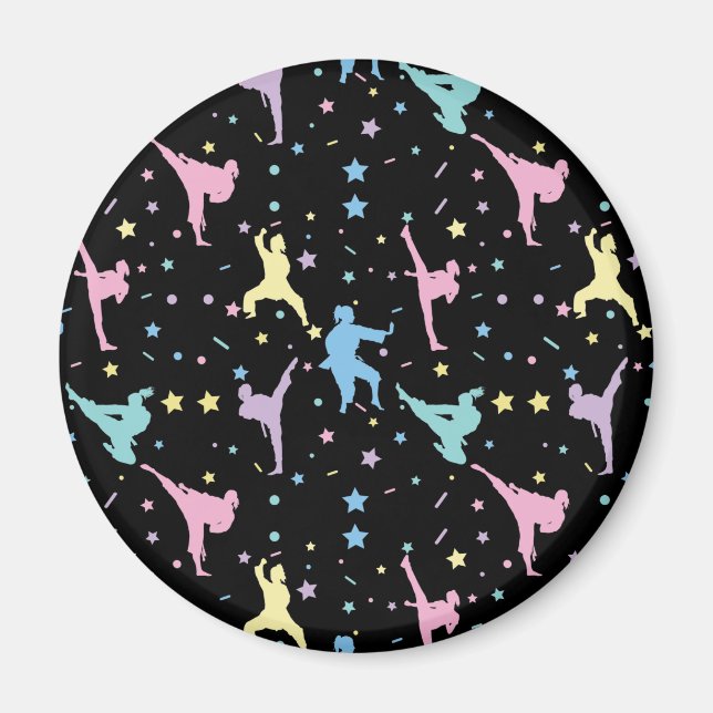 Imán Artes Marciales Karate Abstracto Estrellas Destell (Frente)