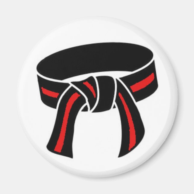 Imán Artes Marciales Rank Belt Magnet, Black w Red Stri (Frente)