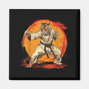 Imán Artes Marciales Tigre Acuarela Taekwondo Kickboxin