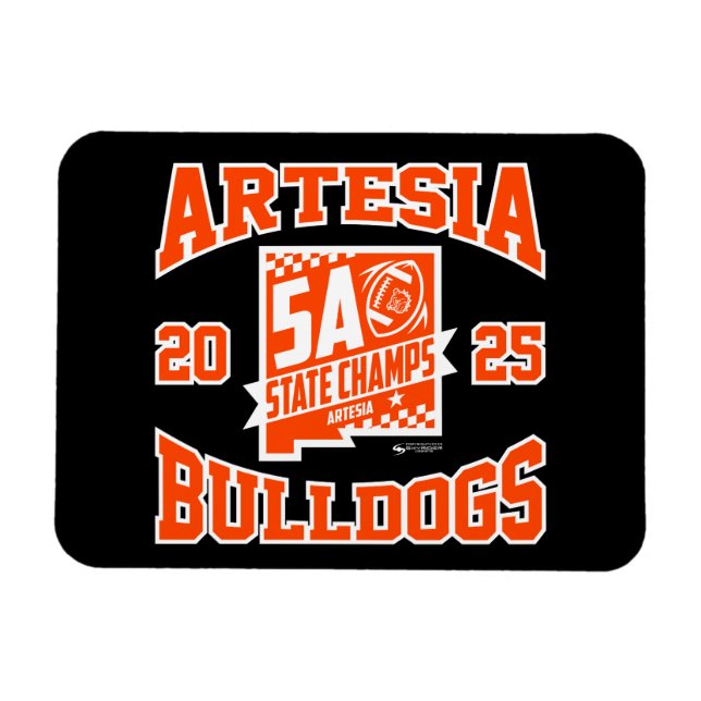 Imán Artesia Bulldogs State Champs Logo Flexible Magnet (Horizontal)