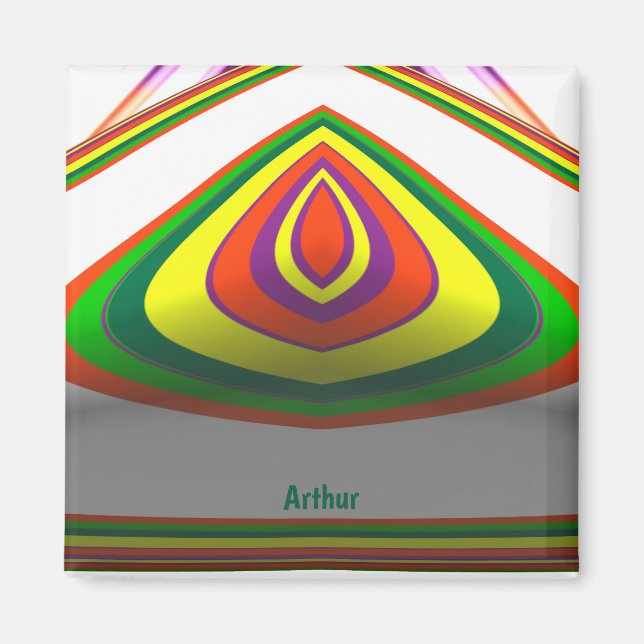 Imán ARTHUR ~ SQUARE OJO 3D Fractal Verde Amarillo ~ (Frente)