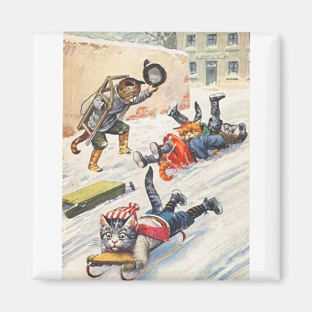 Imán Arthur Thiele - Gatos Antropomórficos Bobsledding (Frente)