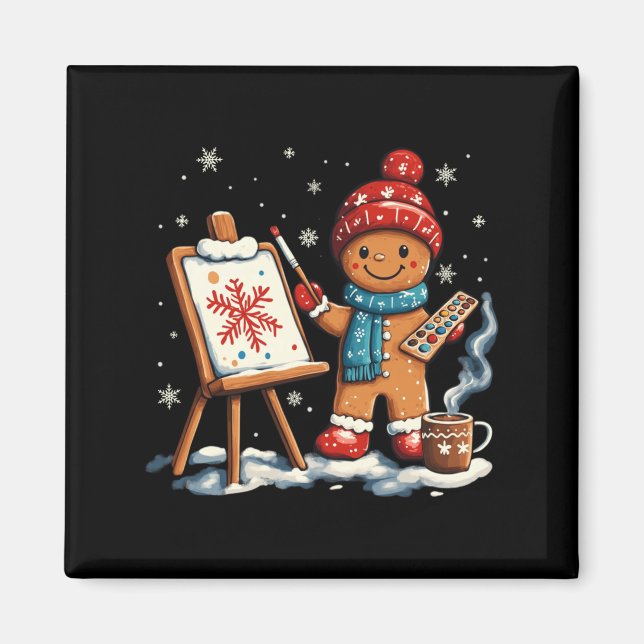 Imán Artist Gingerbread Painter Art Teacher Student Chr (Frente)