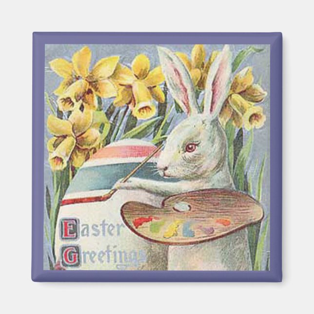 Imán Artista de conejitos de Semana Santa pintando un h (Frente)