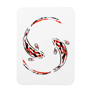 Imán Artista de pescado Koi japonés negro y rojo
