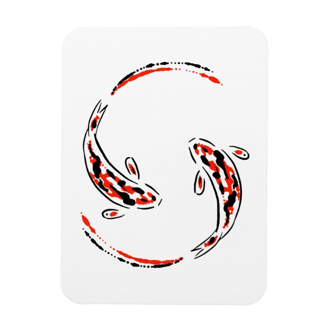 Imán Artista de pescado Koi japonés negro y rojo (Vertical)