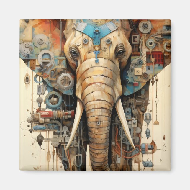 Imán Artista de steampunk elefante (Frente)