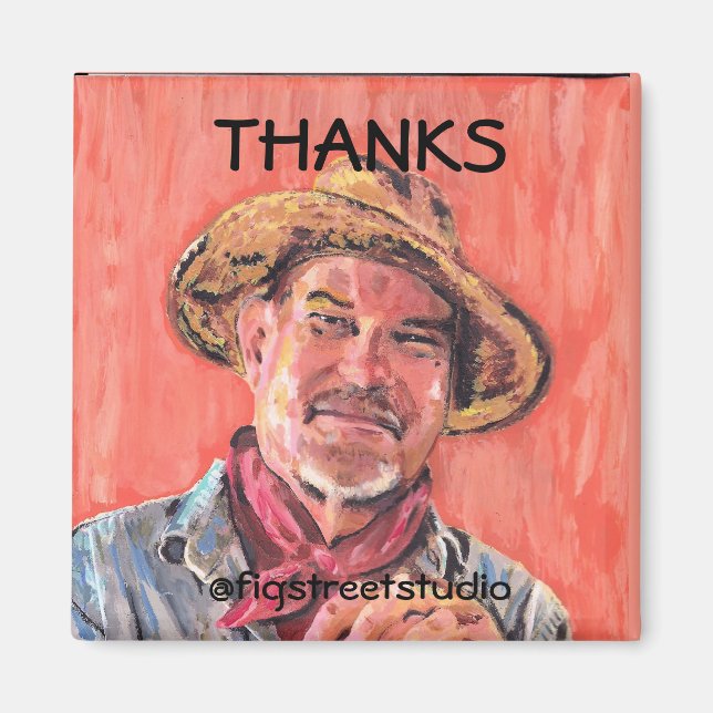 Imán Artista local, Gracias, editar texto (Frente)