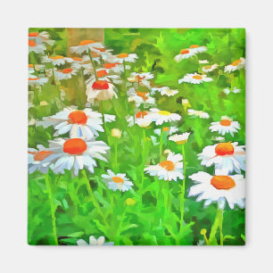 Imán Artistic Bright and Colorful Pop Art Daisies v1 z.