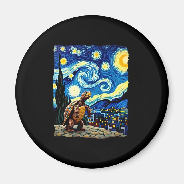 Imán Artistic Turtle Shirt  Starry Night Turtle (2) (Frente)