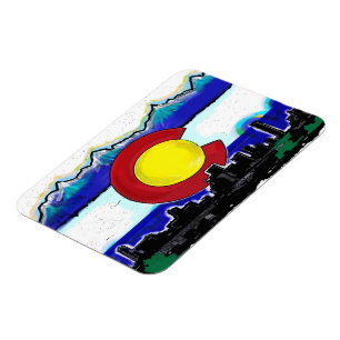 Imán artístico del horizonte de Denver de la
