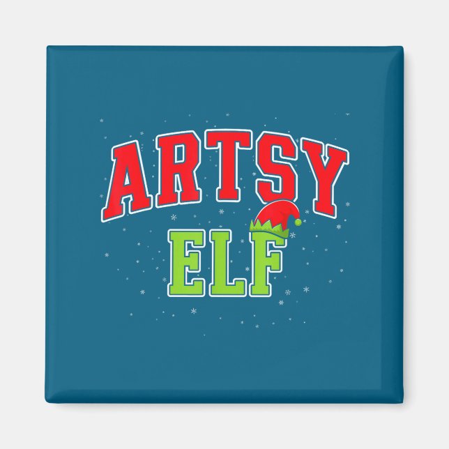 Imán Artsy Elf Christmas Family Matching Group Xmas Act (Frente)