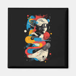 Imán Artsy Snowboarder Sobre Hombres Abstratos Snowboar