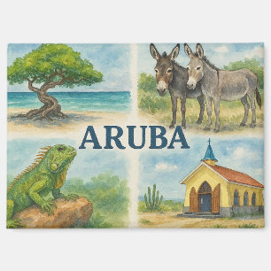 Imán Aruba acuarela multivista