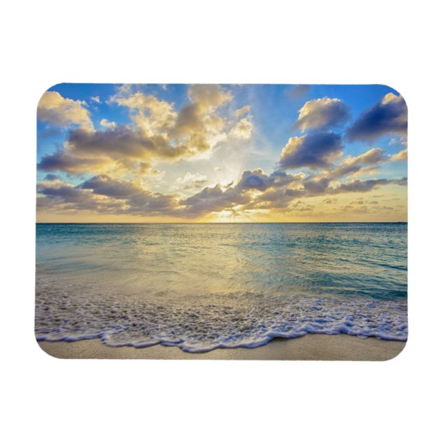 Imán Aruba Sunset sobre el mar en movimiento (Horizontal)