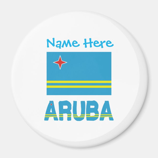 Imán Aruba y la bandera de Aruba Personalización azul (Frente)