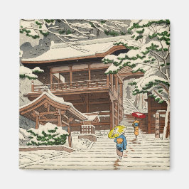 Imán Asano Takeji Nieve en el santuario Yuki shin hanga