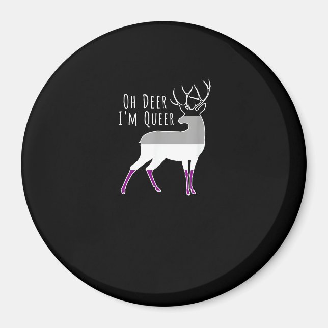 Imán Asexual Flag Oh Deer Queer Pride Funny LGBT Design (Frente)