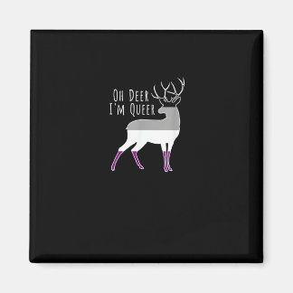 Imán Asexual Flag Oh Deer Queer Pride Funny LGBT Design