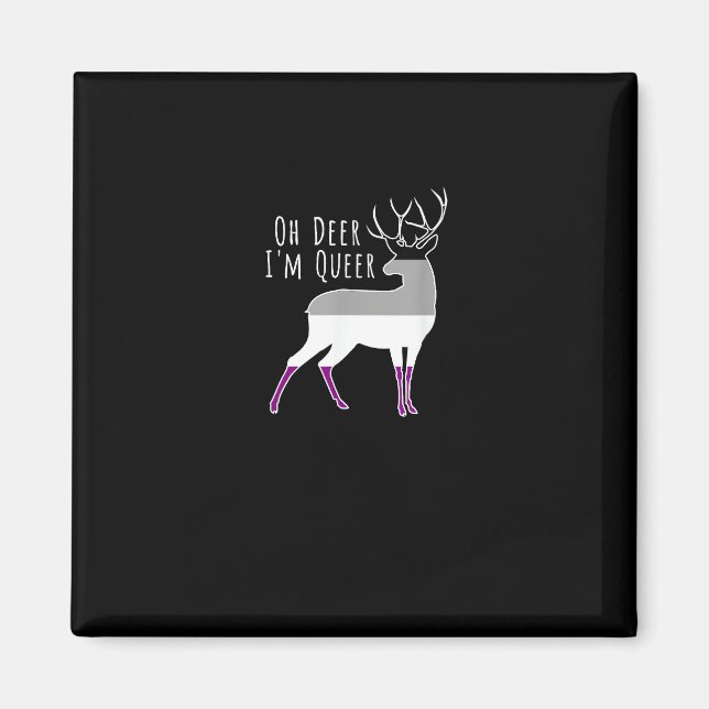 Imán Asexual Flag Oh Deer Queer Pride Funny LGBT Design (Frente)