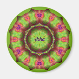 Imán ASHA ~ Lime Green Pink Purple Design ~
