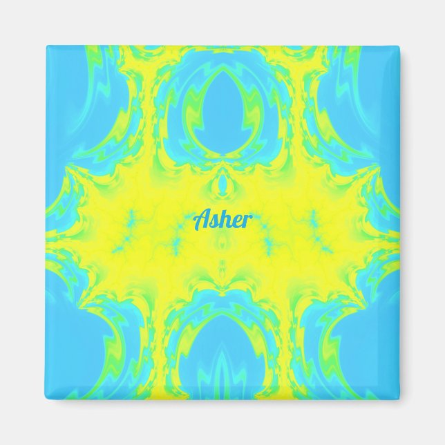 Imán ASHER ~ Azul y amarillo ~ (Frente)