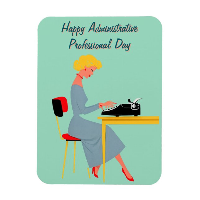 Imán Asistente Administrativa Vintage - Oficina Retro (Vertical)