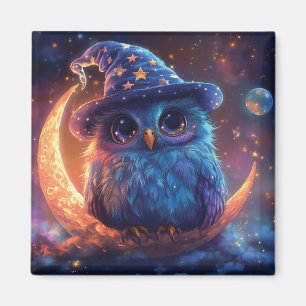 Imán Asistente de búho en la luna: arte de fantasía mág