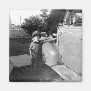 Imán asistente de gasolinera retro de los años 50