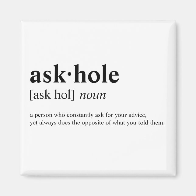 Imán Askhole - significado de diccionario (Frente)