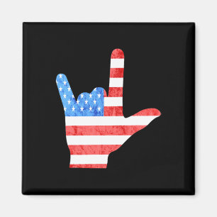 Imán ASL 4 de julio Rótulo americano Lenguas Sordas Awa