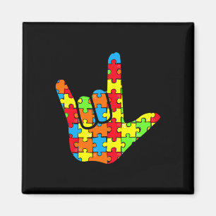 Imán ASL Amo Idioma Rótulo Autismo Regalo Conciencia Su