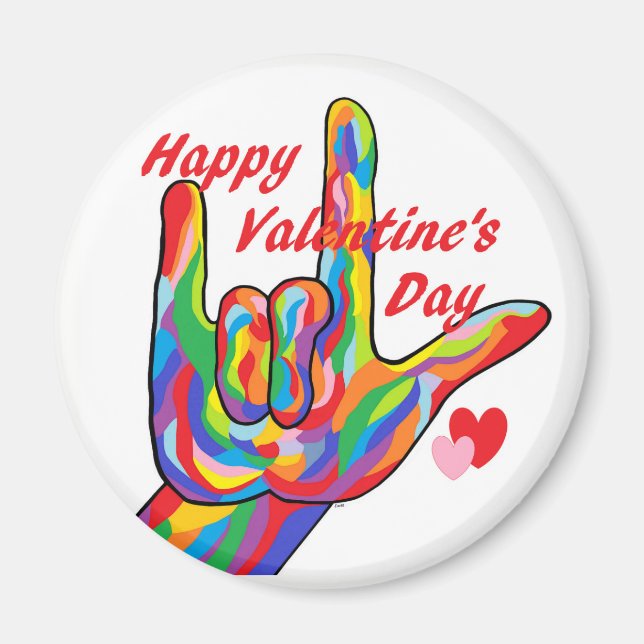 Imán ASL El día de San Valentín I Love You (Frente)