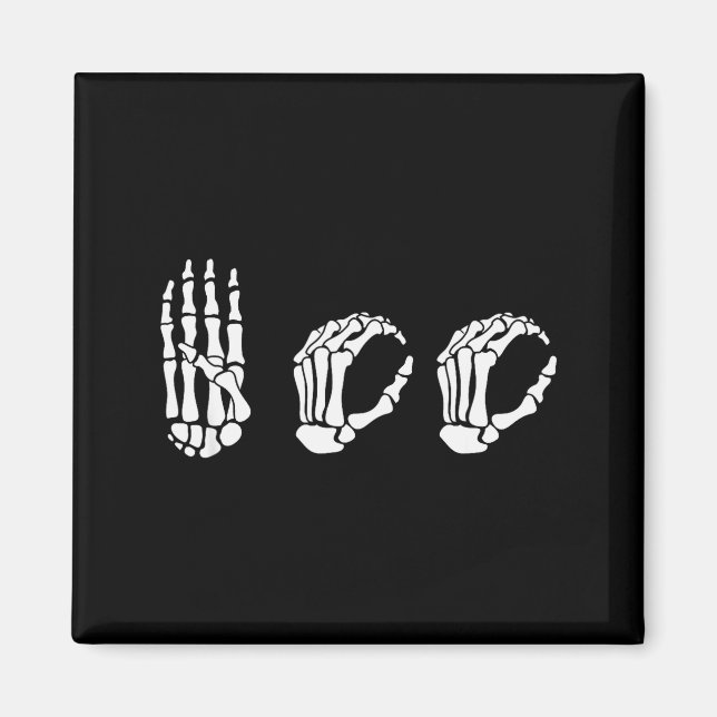 Imán Asl Halloween Skeleton Hand American Sign Language (Frente)