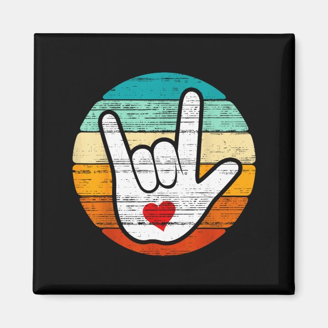 Imán Asl I Love You, Sign Language Heart Love Valentine (Frente)